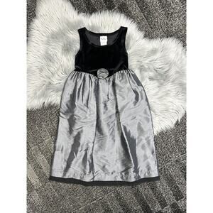 VTG‎ Velvet Silver Party Dress Charcoal Black Holiday Cocktail 7 Rose Cottage
